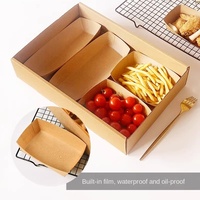 Boîte en papier kraft en forme de bateau, de qualité alimentaire, jetable, très résistante, idéale pour les frites, les snacks et les plats à emporter