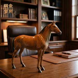 Figurine de cheval Akhal Teke en cuivre et or, couleur blanche, sculpture artisanale pour la décoration du salon - Product Image 4