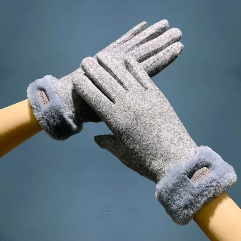 Gants en laine pour femmes, chaud et mignon, avec écran tactile, vente en gros, d'usine, à la mode, d'hiver