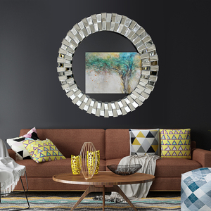 <span class=keywords><strong>Specchio</strong></span> da Parete Smussato Argento Lucido per Decorazione Murale <span class=keywords><strong>Specchio</strong></span> Decorativo - Product Image 1