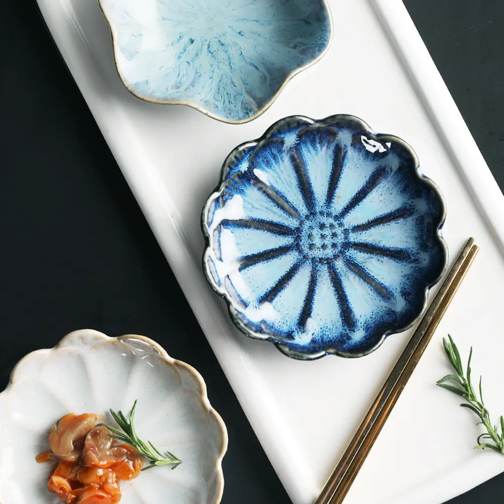2021 Neue Keramik blume Mini Dip Plate Obst Dessert teller