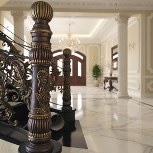 Rampe d'escalier de villa de luxe en fer forgé bronze antique, design décoratif en métal pour intérieur - Product Image 1