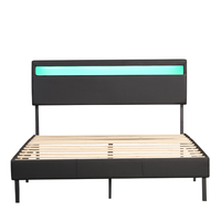 Modernes Design Design Kunstleder voller Queen-Size gepolsterte LED-Betten LED-Bett rahmen