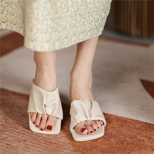 Zapatillas de tacón alto para mujer, sandalias de verano con punta cuadrada, zapatos de tacón exterior de cuero Pu para mujer, zapatos de moda para el lugar de trabajo - Product Image 2