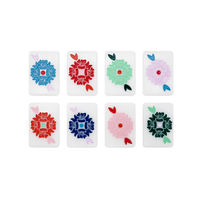 Tuiles de mahjong américaines en acrylique blanc, ensemble de jeu de table personnalisé avec impression florale papillon