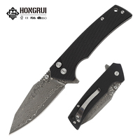 Couteau de poche pliant de survie et de camping en acier Damas de haute qualité avec manche G10, personnalisation en gros par l'usine Hongrui 2026