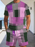 T-shirt décontracté pour homme à col rond et manches courtes, style vintage vieilli, coupe ample, motif imprimé numérique 3D, en polyester respirant