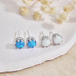 Dylam Top End Daily Jewelry Accessories S925 <b>Silver</b> Diamond Gemstone 5A Cubic Zirconia <b>Crown</b> Shape Synthetic Opal Stud Earrings - Product Image 2