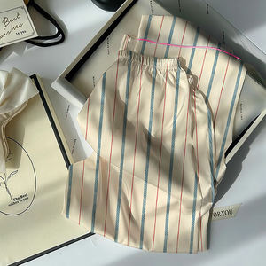 Setelan Piyama Wanita Motif Garis Seperti Sutra - Pakaian Santai Modis Lengan Panjang untuk Musim Semi - Product Image 6