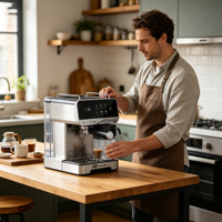 Anbolife - Cafetera Espresso Eléctrica Semiautomática de 20 Bares, Acero Inoxidable, con Molinillo Incorporado, Programable Táctil, para el Hogar, UE
