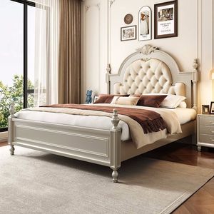 American Style Light Luxury <b>Double</b> <b>Bed</b> Solid Wood Fabric Tufted <b>Bed</b> With Storage Master Bedroom <b>Princess</b> Wedding <b>Bed</b> - Product Image 3