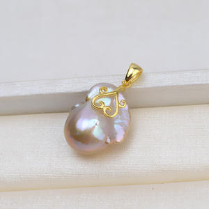 Pendentif en argent 925 fait main avec perle baroque, accessoire vide de forme spéciale pour femme, collier DIY 1414 - Product Image 2