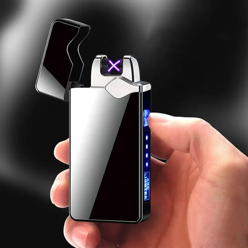 JOFI encendedores double arc lighter rechargeable finger print touch cigarette electronic lighter windproof metal usb lighter