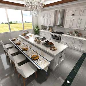 Panneau laqué blanc Bois massif Design moderne Shaker Armoires de cuisine américaines Armoires de cuisine modulaires - Product Image 5