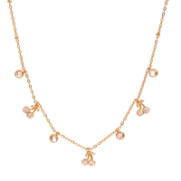 Collares Delicados de Acero Inoxidable en Oro de 18K para Mujer con Dijes de Cereza y Pedrería de Joyería Clásica J&D