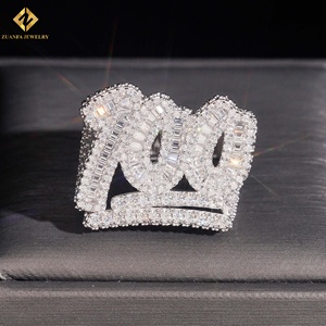 Hot Sale RTS <b>Men</b> Diamond <b>Ring</b> Moissanite 100 Point Hip Hop <b>Ring</b> Iced Out Moissnaite <b>Silver</b> - Product Image 5