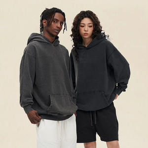 Suéter con capucha de algodón pesado americano lavado Vintage de 420gsm suéter de hombre Hip Hop suelto Retro lavado - Product Image 1