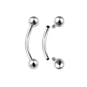 Wholesale Custom Implant Grade Titanium ASTM F136 Titanium Curved Rook Barbell Internally Threaded Eyebrow Piercing Jewelry