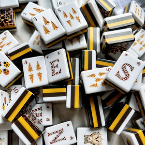 Juego de Mahjong Americano de Lujo con Fichas Acrílicas con Estampado de Leopardo, Árbol Dorado, Bams Joker E S <span class=keywords><strong>W</strong></span> N Winds, Capas Doradas, para 4 Jugadores, Póker - Product Image 5