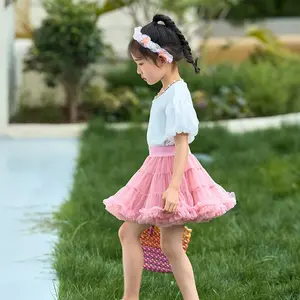 1-8t ren Váy Cô Gái Fluffy voan pettiskirt Màu sắc rắn tutu Váy Cô Gái nhảy váy giáng sinh vải tuyn petticoat vải tuyn