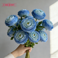 Diskon Super CM-DC014 Bunga Ranunculus Buatan Berkualitas Baik Warna Pink, Bunga Buatan Realistis Warna Pink