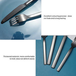 Cubiertos al por mayor 6 piezas Cubiertos negros Cuchara Cuchillo y tenedor Juego de cubiertos de acero inoxidable para boda - Product Image 4