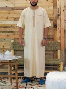 Túnica Musulmana Bordada de Manga Corta 2026, Abaya Islámica Holgada, Estilo Árabe Informal, Hecha con Estilo Tradicional - Product Image 5