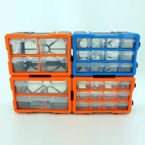12 के साथ Stackable प्लास्टिक भंडारण कैबिनेट दराज भागों संगठन समाधान छोटे उपकरण बॉक्स प्लास्टिक