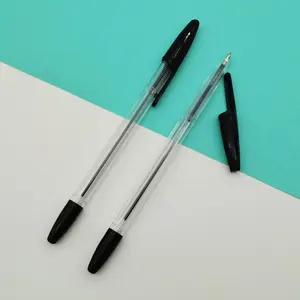 Chine usine prix de gros en plastique promotionnel transparent logo personnalisé pour bureau écriture stylos à bille pas cher stylos scolaires
