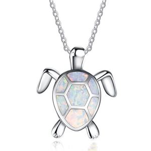 Collier pendentif animal en cristal bleu européen et américain pour femme, bijoux tendance, collier pendentif tortue en opale - Product Image 6