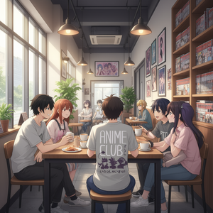 T-shirt Anime Club grigia con design Anime Club per i fan - Product Image 3