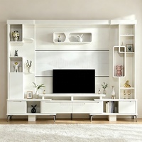 Meuble TV blanc moderne pour salon, console multimédia brillante, étagères de rangement, vitrine, unités murales, support TV en bois pour téléviseur de 65 pouces