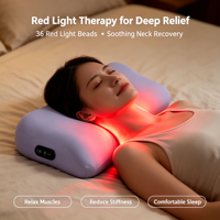 Oreiller chauffant à lumière rouge, massage par vibration, mousse à mémoire de forme, oreiller ergonomique pour le cou, soutien lombaire pour dormir, voiture, bureau, maison
