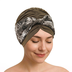 <span class=keywords><strong>Bonnet</strong></span> Turban Indien Imprimé pour Femme Musulmane, Foulard de Tête, Chapeau Turban Tie-Dye Tendance - Product Image 1