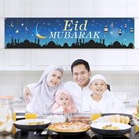 Bannière de décoration Eid Mubarak, fournitures de fête musulmane du Ramadan, décorations bleues pour la célébration de l'Eid Mubarak pour les musulmans