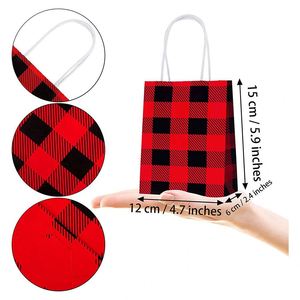 Mini Plaid <b>Bag</b> Paper Party Kraft Christmas <b>Bags</b> with Handle for Birthday Wed Party Celebrations Beautiful Gift Package Paper <b>Bag</b> - Product Image 2