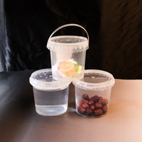 Seau en plastique PP transparent, seau rond avec couvercle pour thé au lait et jus de fruits