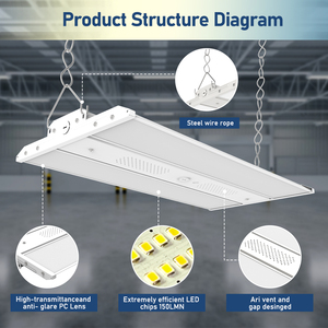 Bay cao tuyến tính Đèn USA trong kho Mặt dây chuyền CCT điện có thể điều chỉnh 2ft 3ft 4ft Trần tuyến tính dẫn ánh sáng bay cao với ul ETL DLC - Product Image 2