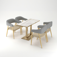 HUALIN Ensemble table à manger moderne style hôtel café musique restaurant bar sur le thème restaurant ensemble chaise table à manger table à manger en pierre frittée