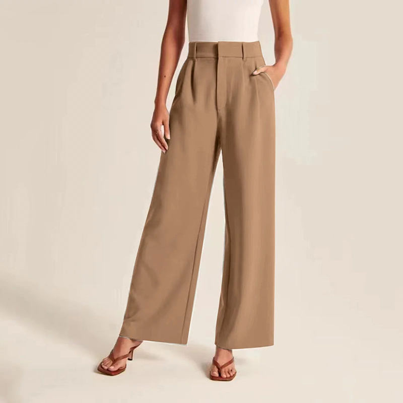 Khaki Work Palazzo Pants Wide Leg Business Trousers
