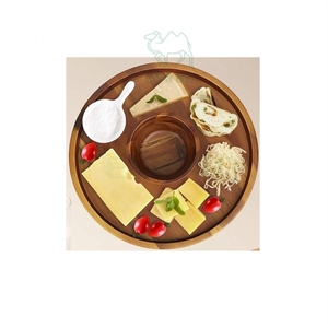 Plat à légumes en bois d'acacia avec bol rond Plateau de service en bambou Plateaux décoratifs ménagers - Product Image 6