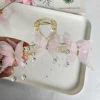 Ensemble de pinces à cheveux délicates, forme papillon transparente, perles et strass, pinces requin décontractées pour femmes, accessoires de coiffure tendance
