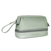 Pochette de voyage de luxe vintage écologique en cuir PU grande capacité Senrong avec fermeture éclair pour maquillage et organisation