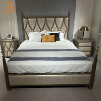 Custom Designer European Style Moderne Betten Holzrahmen Komfort Set Grau Samt Möbel für Erwachsene
