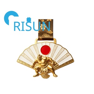 Production en gros d'usine OEM, médailles de récompense sportives personnalisées de style japonais, médailles de lutte sumo personnalisées avec ruban, toutes formes - Product Image 2