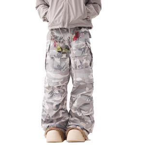 Pantalon cargo tactique camouflage coupe ample pour homme, style parachutiste, en sergé, avec poches cargo vintage, effet empilé, style urbain, vente en gros - Product Image 2