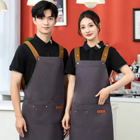 Tablier à sangle élargie, sangle à bouton-pression métallique avec longueur réglable, tissu robuste, tablier de cuisine pour restaurant, serveur, hôtel, LOGO personnalisé.