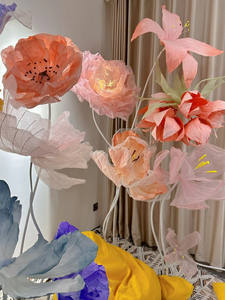 Flor de Amapola <span class=keywords><strong>Gigante</strong></span> de Papel Color Naranja Personalizada con Base de Tallo para Decoraciones de Bodas, Eventos, Fiestas o Graduaciones - Product Image 6