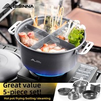 Beishanlang SK245 – Ensemble de casseroles polyvalentes en alliage d'aluminium pour cuisinière à cartouche, idéal pour le camping et les activités de plein air