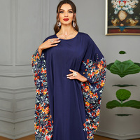Robe élégante jaune grande taille 3422 pour femmes musulmanes du Moyen-Orient, manches chauve-souris, anti-statique, coupe ample, mode automne, en polyester